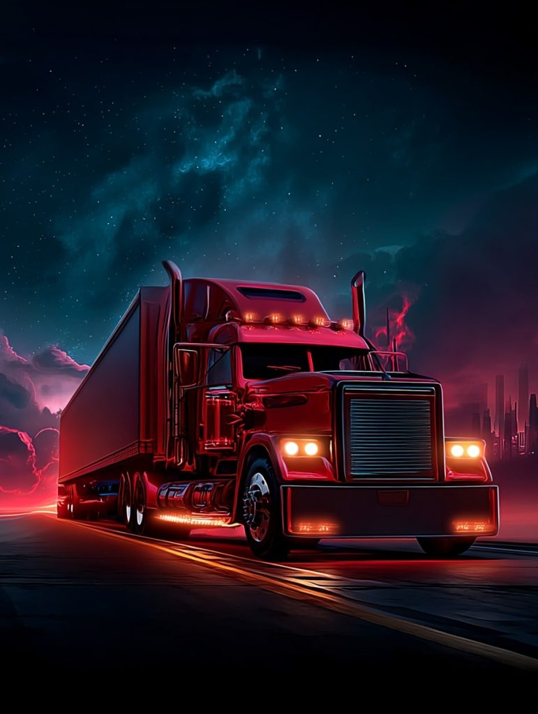 shahrukhfiaz63 a red semi truck driving on a wide open highwa 185c7c60 d1a9 41df 9223 fdb0dd231e16 3